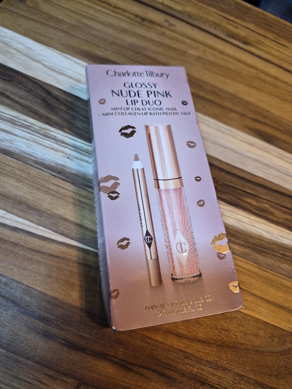 Charlotte Tilbury Glossy Nude Pink Lip Duo w/Lip Cheat & Collagen Lip Bath, NIB - Picture 8 of 10